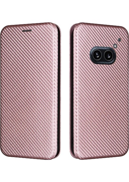 Nothing Telefon 2A Manyetik Karbon Fiber Deri Folio Flip Case (Yurt Dışından)
