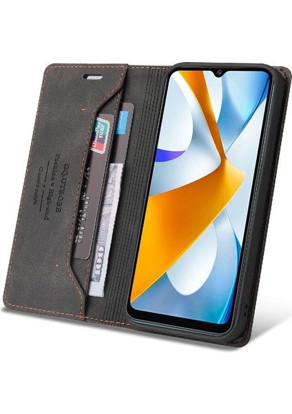 Xıaomı Poco C40 Premium Deri Kickstand Iki Kart Yuvaları (Yurt Dışından)