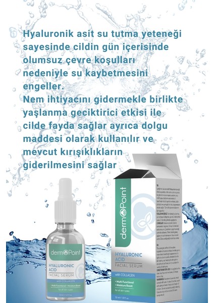 Canlandırıcı ve Aydınlatıcı Nem Bombası Kolajen + Hyalüronik Asit Cilt Serumu 30 ml