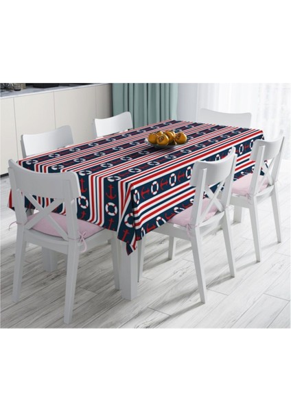 Deniz Konseptli, Çizgili, Çapa, Masa Örtüsü