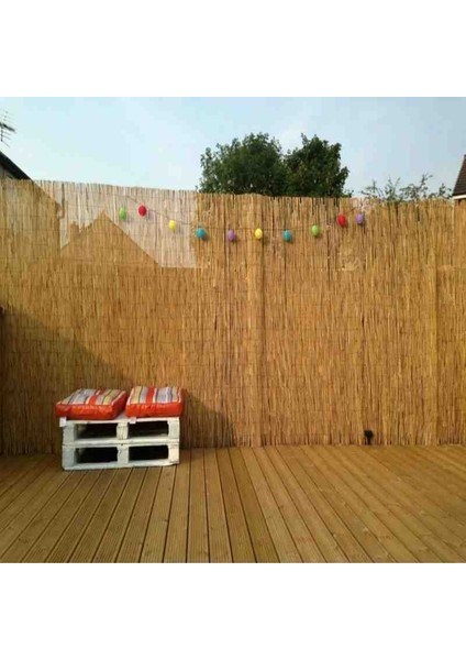 2 Metre x 6 Metre Doğal Hasır Kamış Bahçe Çiti Gölgelik Dekorasyon
