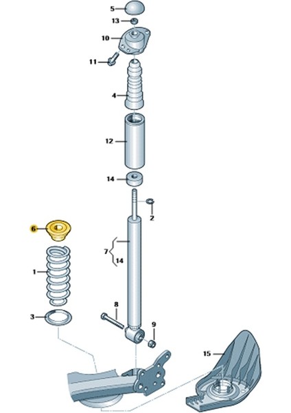 Vw Bora 1999-2005 Arka Helezon Yayı Üst Lastiği Takımı 1J0512149B