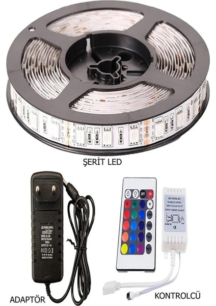 Rgb LED Tak Çalıştır 16 Renkli 4 Animasyonlu Tv Arkası LED Yatak Odası Bilgisayar 4metre LCSRT54