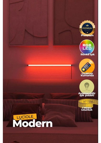 Uzaktan Kumandalı LED Lambader Yatak Üstü Tv Yanı Oturma Odası Rgb Çok Renkli Lclmb2