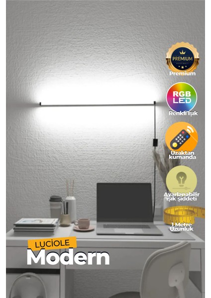 Uzaktan Kumandalı LED Lambader Yatak Üstü Tv Yanı Oturma Odası Rgb Çok Renkli Lclmb2