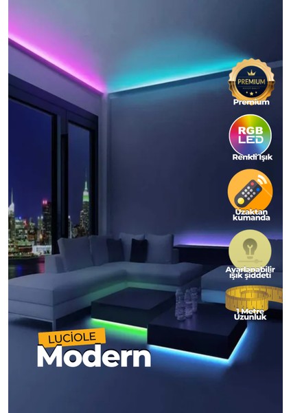 Rgb LED Tak Çalıştır 16 Renkli 4 Animasyonlu Tv Arkası LED Yatak Odası Bilgisayar 1metre  LCSRT46