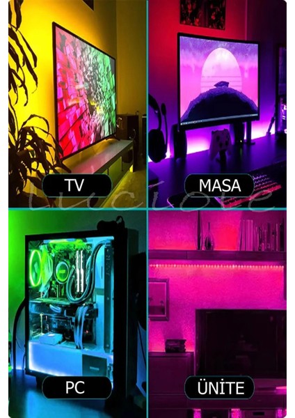 Rgb Tak Çalıştır Lambader Renkli Animasyonlu Tv Arkası Yatak Odası Bilgisayar LED 3metre LCLMB53