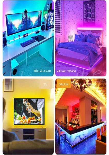 Rgb Tak Çalıştır Lambader Renkli Animasyonlu Tv Arkası Yatak Odası Bilgisayar LED 4metre LCLMB49
