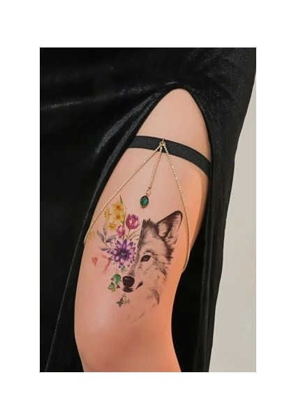 Kurt ve Çiçek Geçici Dövme Tattoo