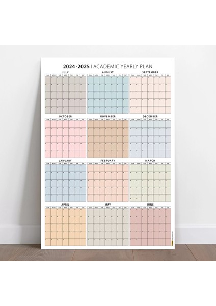 Amerikan Standardı 2024 -2025 Akademik Duvar Takvimi, Temmuz Başlangıçlı, Pazar Günü Başlangıçlı - Boyut: 35X50CM fiyatları