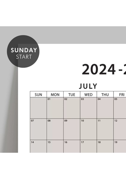 Amerikan Standardı 2024 -2025 Akademik Duvar Takvimi, Temmuz Başlangıçlı, Pazar Günü Başlangıçlı - Boyut: 35X50CM modelleri