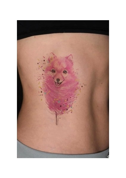 Pembe Köpek Geçici Dövme Tattoo