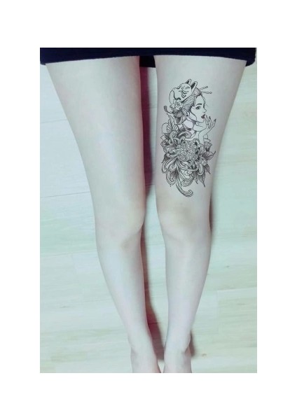 Kadın ve Çiçek Geçici Dövme Tattoo