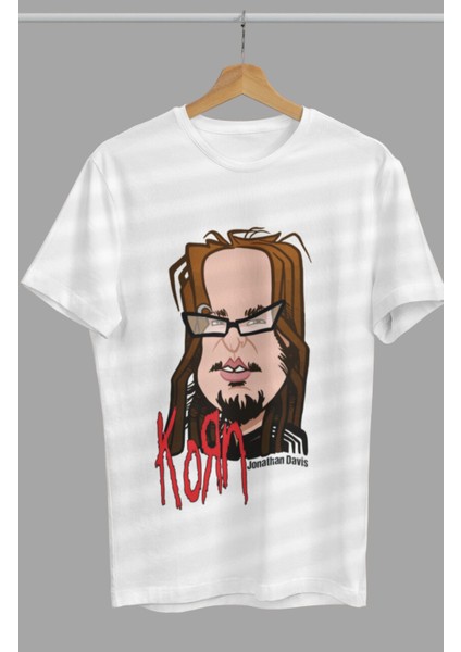 Karikatür Korn Baskılı T-Shirt, Rock-Metal Müzik Baskılı Tişört