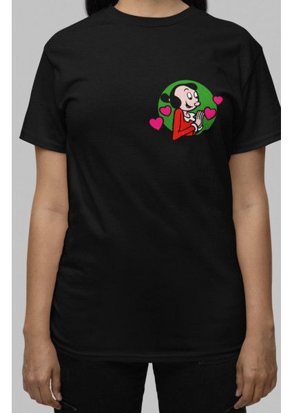 Olive Oyl Cep Baskılı Couple T-Shirt, Safinaz Baskılı Çift Tişört