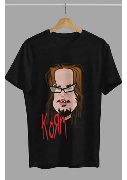 Karikatür Korn Baskılı T-Shirt, Rock-Metal Müzik Baskılı Tişört