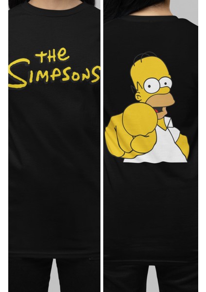 The Simpsons Sırt Baskılı T-Shirt, Erkek-Kadın Homer Simpson Sırt Baskılı Tişört