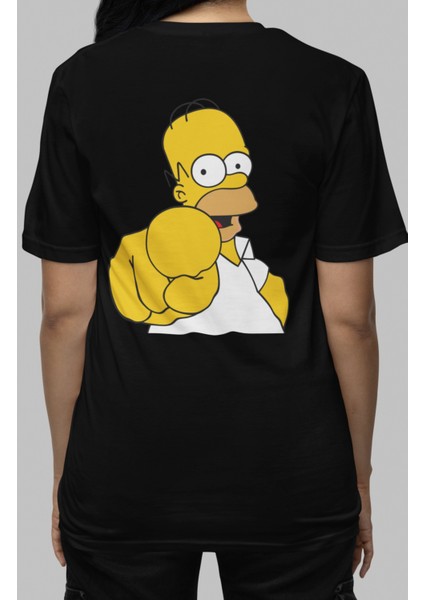 The Simpsons Sırt Baskılı T-Shirt, Erkek-Kadın Homer Simpson Sırt Baskılı Tişört modelleri