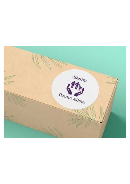 Benim Canım Ailem Etiketi Yuvarlak Mat Sticker My Sweetheart Family 4 cm (33 Adet)