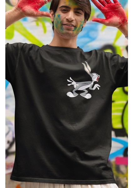 Bugs Bunny Baskılı Çift Tişört, Erkek-Kadın Çizgi Film Karakteri Baskılı T-Shirt