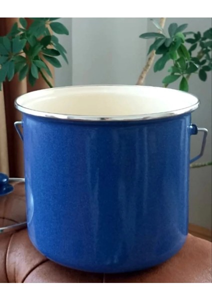 Mavi Emaye Bakraç 5 Litre 22CM Çap Süt Yoğurt Bakliyat Bakraç Tencere