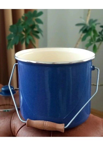 Mavi Emaye Bakraç 5 Litre 22CM Çap Süt Yoğurt Bakliyat Bakraç Tencere