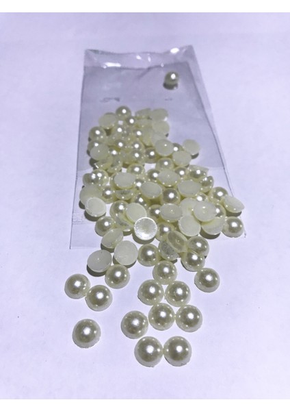 Yarım Inci 8 mm (Krem) Süsleme Boncuk 15 Gram (115 Adet)