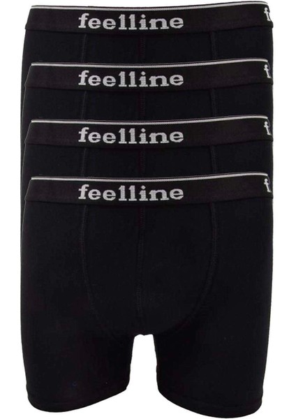 Modlive 4 Adet Feelline Siyah Pamuklu Doğal Likralı Erkek Boxer