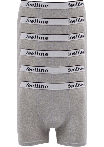 Modlive 6 Adet Feelline Gri Pamuklu Doğal Likralı Erkek Boxer