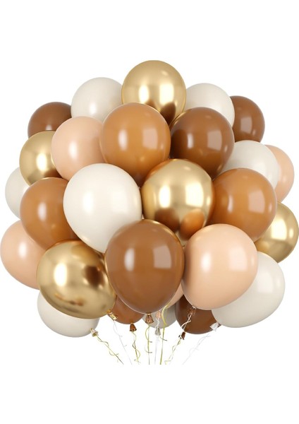 Kraft karton Üzeri Gold Altın Yaldızlı Iyiki Doğdun Yazılı Doğum Günü Partisi Yazı Banner Süs ve 10 Adet (Bej,ten,kahverengi)Balon, 5 Adet Gold Krom