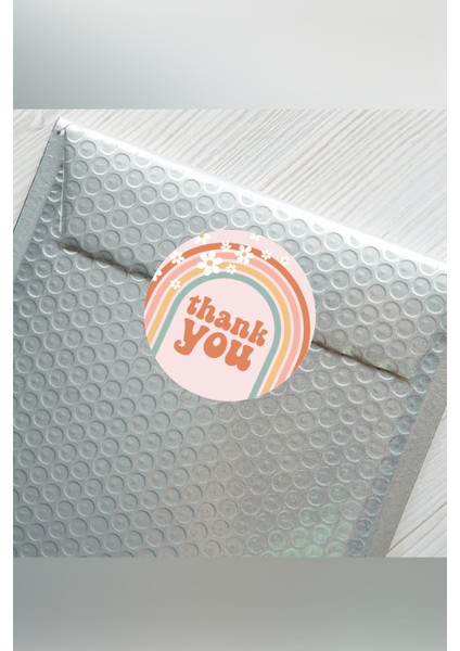 Papatya Desenli Gökkuşağı Temalı Thank You Sticker 3,5 cm 55 Adet Sticker fiyatları