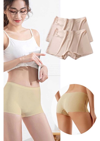 Modlive 2 Adet Kadın Dikişsiz Görünmez Iz Yapmaz Mini Şort Boxer Ten