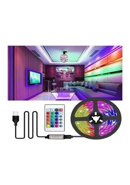 RGB LED Şerit 3mt Uzaktan Kumandalı Esnek Tasarım Renkli Aydınlatma fiyatları
