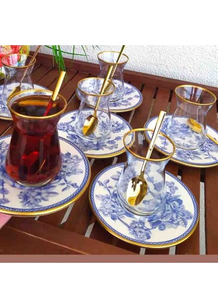 Blue Blanc 6 Kişilik 18 Parça Çay Seti Çay Takımı