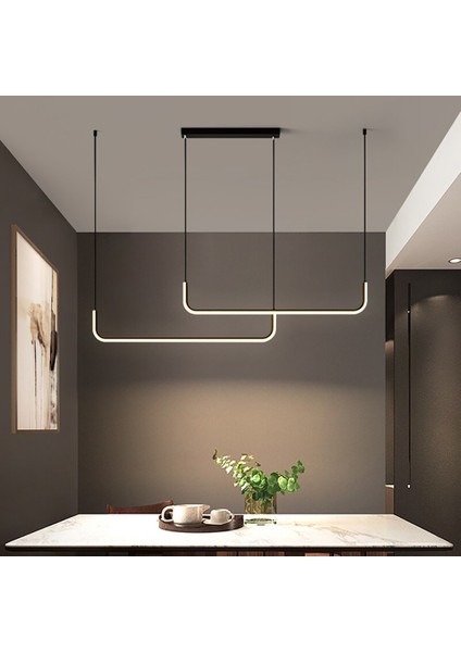 Siyah 4000K Çift U 120CM LED Lamba,yay Sarkıt Avize,modern Aydınlatma,dekoratif