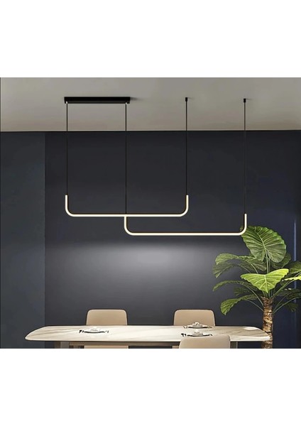 Siyah 4000K Çift U 120CM LED Lamba,yay Sarkıt Avize,modern Aydınlatma,dekoratif