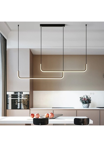 Siyah 4000K Çift U 120CM LED Lamba,yay Sarkıt Avize,modern Aydınlatma,dekoratif