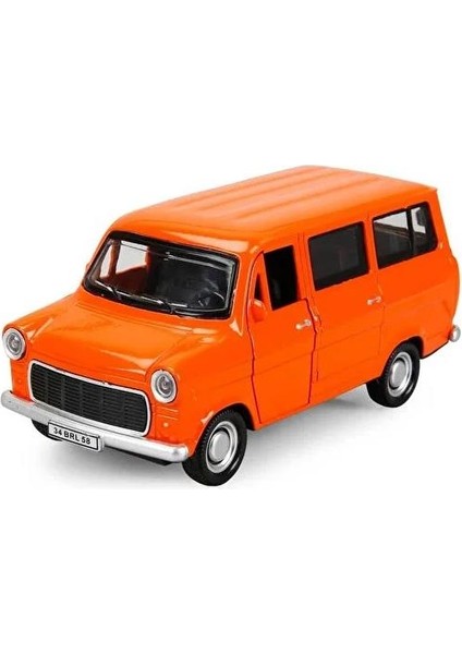 Nostaljik Metal Çek Bırak Ford Sesli ve Işıklı Minibüs Turuncu ( 1/36 Ölçek )