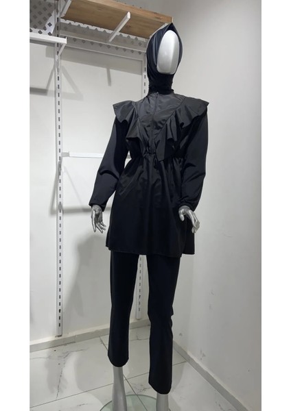 Paraşüt Valonlu 3 Parça Tam Kapalı Tesettür Mayo