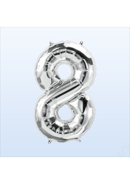8 Yaş Rakam Gümüş Folyo Balon - 76 cm