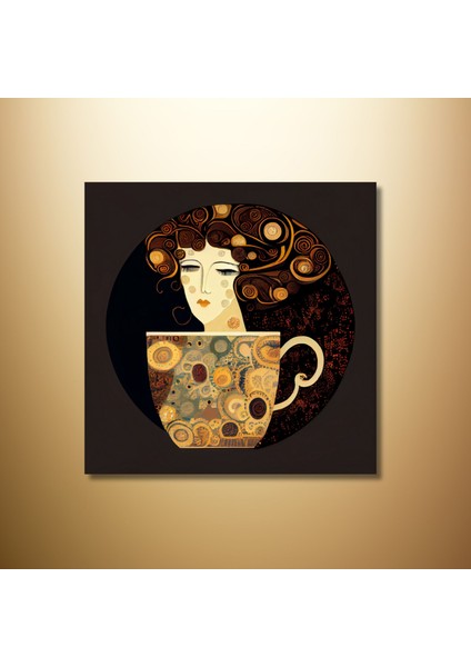 Tekli Kare Kanvas Mutfak Tablosu Kadın ve Bardak Tasarımı modelleri