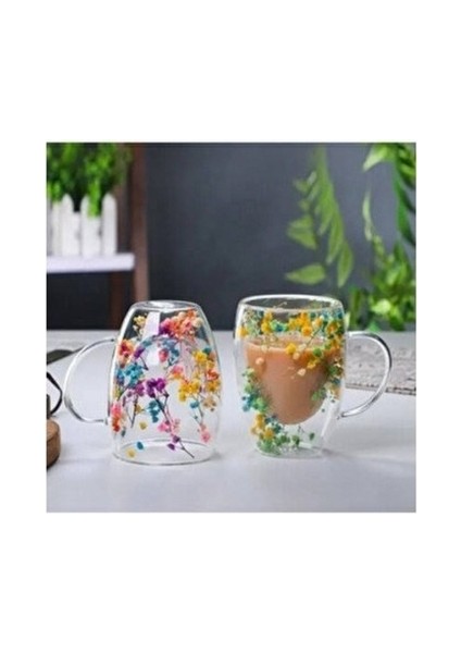 Organik Çiçekli Borosilikat Bardak 350 Ml. ROYALEKS-BRD-150 Bh