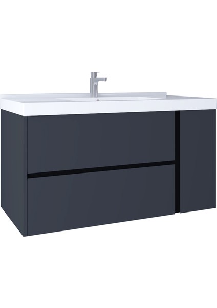 Linear 100 cm Lavabo Dolabı Füme KB710080