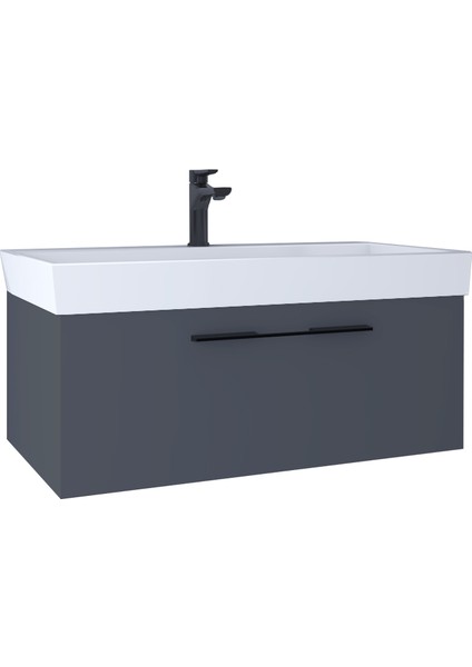 Glow 100 cm Lavabo Dolabı Füme KB710033