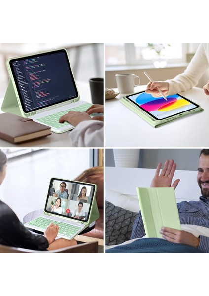 Apple iPad Air 4. Nesil 10.9 Inc (2020) Rgb LED Işıklı Türkçe Karakterli Bluetooth Özellikli Kalemlikli Klavyeli Kılıf A2316 A2324 A2325 A2072 fırsatları