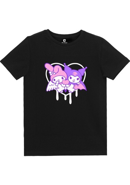 Kuromi ve My Melody Baskılı Tshirt