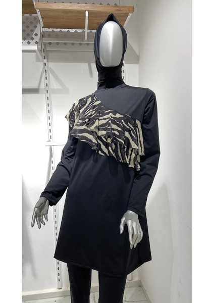 Zebra Valonlu 3 Parça Tesettür Mayo Büyük Beden modelleri