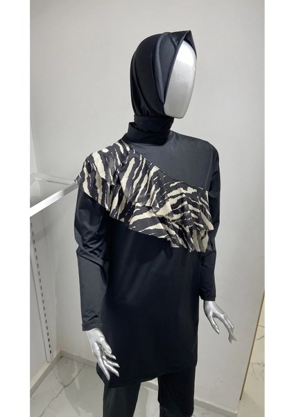Zebra Valonlu 3 Parça Tesettür Mayo Büyük Beden fırsatları