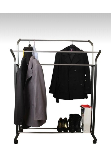 V Ayarlı Paslanmaz Metal Konfeksiyon Kıyafet Askılık Tekerlekli Portatif Eşek Vitrin Raf fırsatları