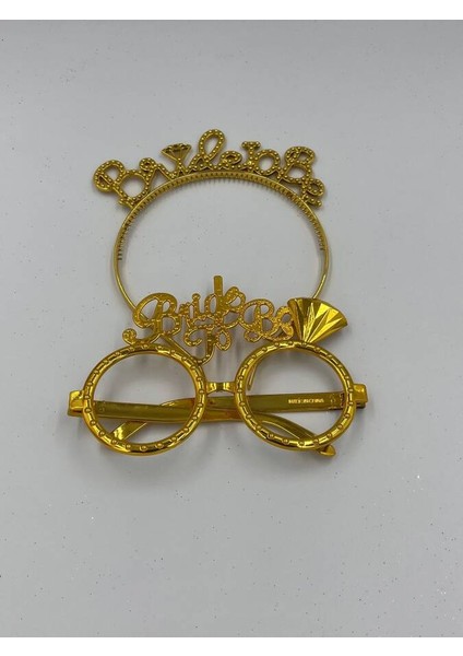 Plastik Brıde To Be Taç Gözlük Gold 2 Li Set fiyatları